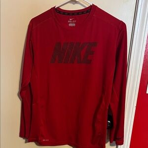 Nike Men's Red Long Sleeve Dri-FIT Tee